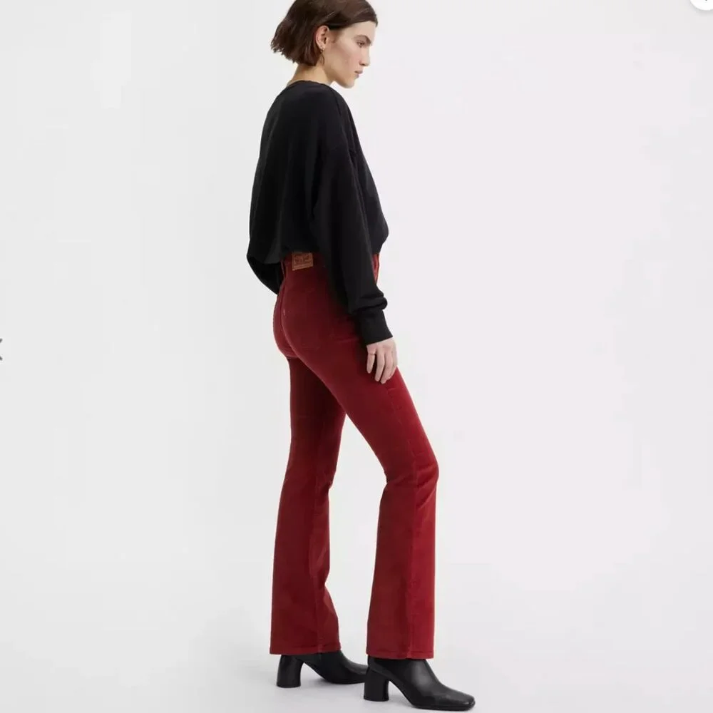 NWT LEVI'S  725 High Rise Bootcut Corduroy Jeans Color:  Syrah - Red